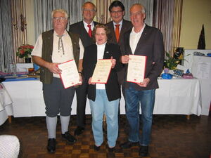 v.l.n.r. Fritz Müller, MdB Lothar Binding, Claudia Mann-Gross, Stefan Rebmann, Achim Pages